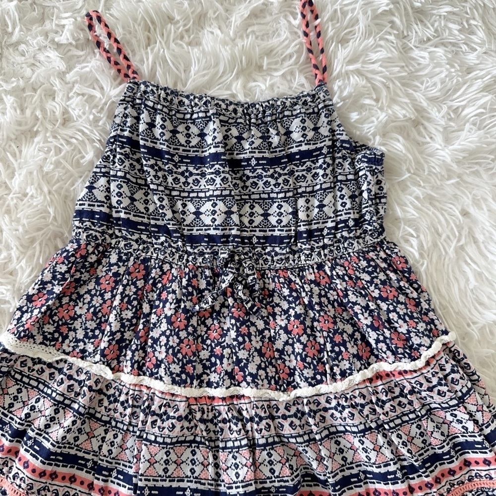 Navy and Pink Patterned Kids Dress - Picture 7 of 9